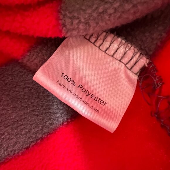 Hanna Andersson Fleece Pullover Sweater size 130 US 8 Red Gray Stripes 1/4 Zip - Picture 5 of 5